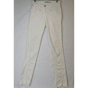 Lauren Vidal Size S White Slim Pants European Chic Dog Ear Pockets 31 Inseam